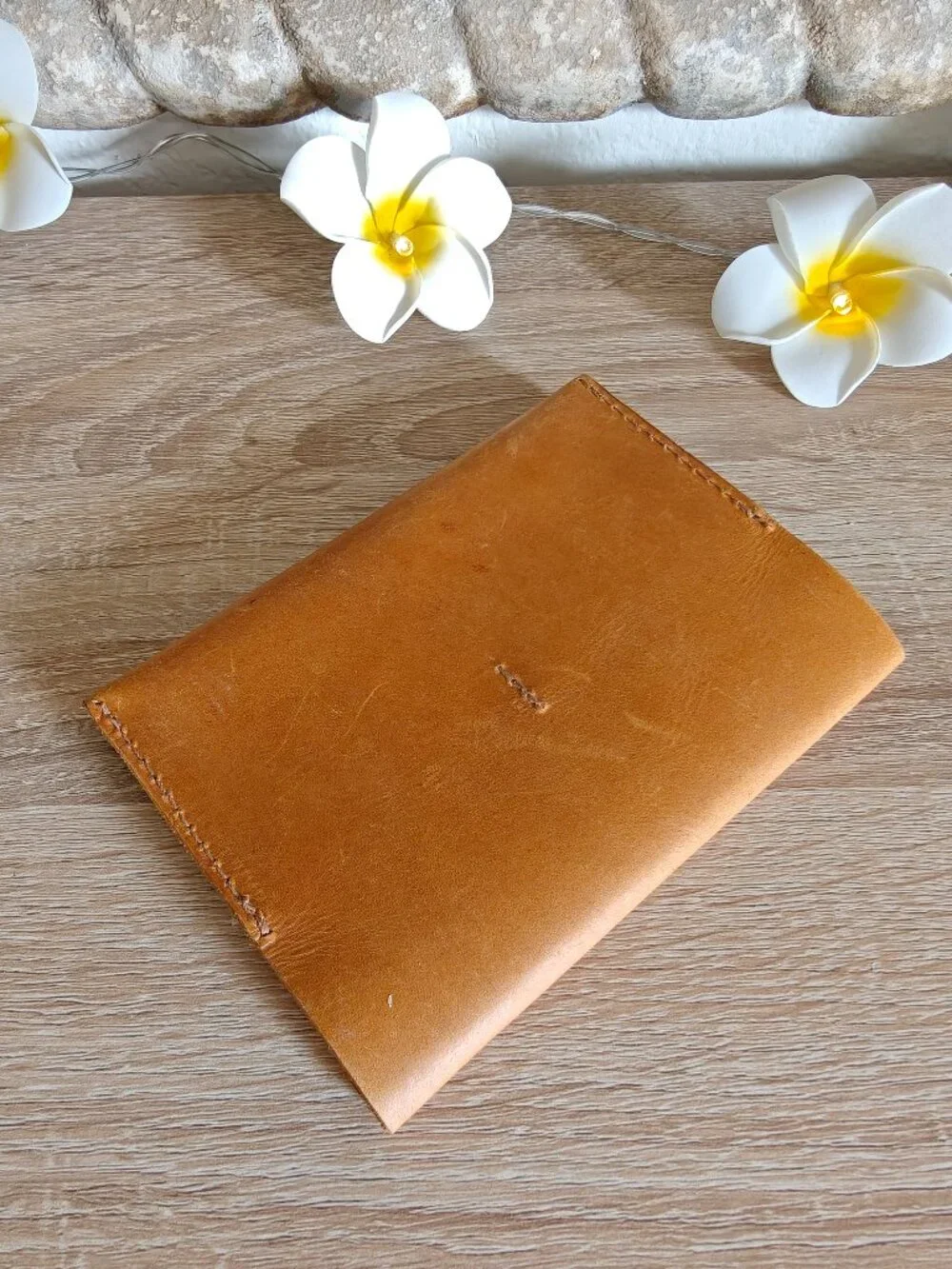 Parker Clay Addis Full-Grain Leather Passport Wallet Travel Rust Brown